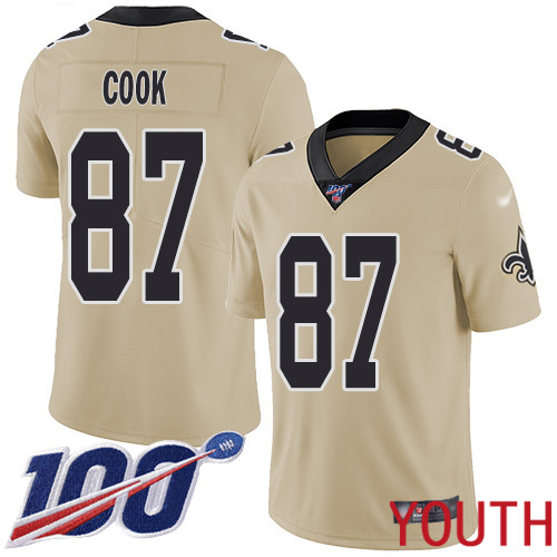 New Orleans Saints Limited Gold Youth Jared Cook Jersey NFL Football #87 100th Season Inverted Legend Jersey->youth nfl jersey->Youth Jersey